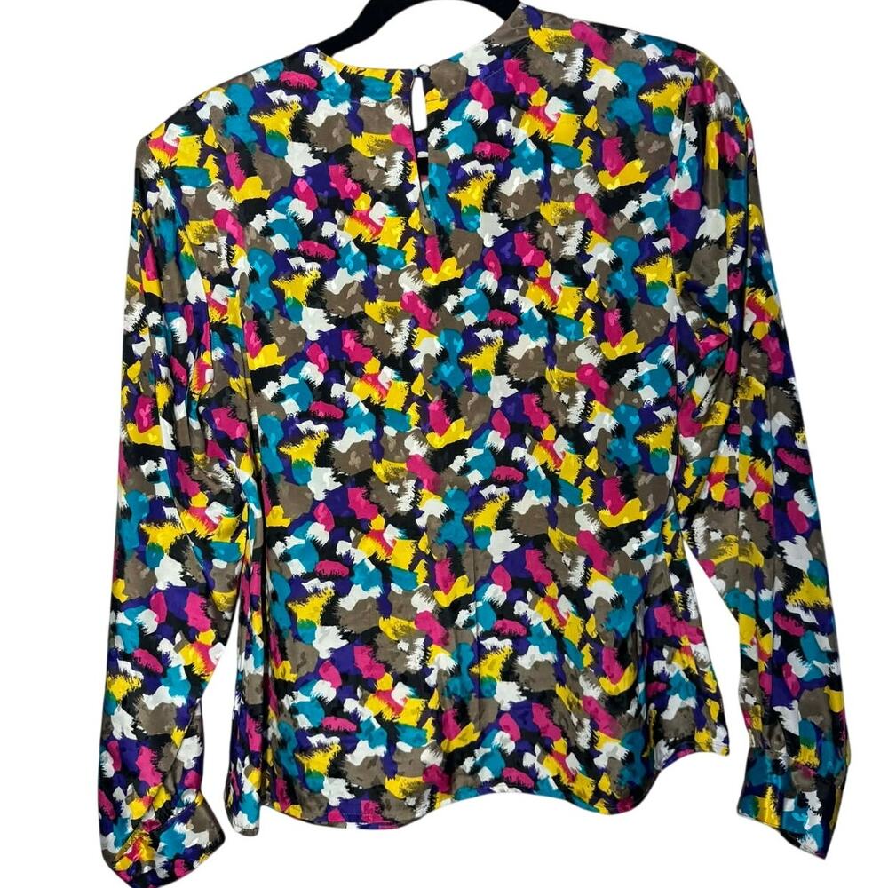1980's Vintage Long Sleeve Colorful Top Size 4  Gorgeous
